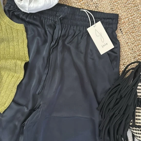 Joie black silk pants wide leg palazzo - Picture 8 of 14